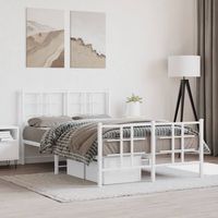 vidaxl estructura cama sin colchon con estribo metal blanco 120x200 cm