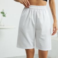 pantalones cortos de pierna ancha con cintura elastica pantalones cortos casuales y versatiles solidos ropa de mujer