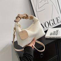 bolso de mano plisado de moda para mujer elegante bolso de piel sintetica bolso de hombro versatil con correa de cadena para fiesta