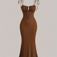 vestido elegante con lazo delantero y detalle de volantes vestido bodycon sin mangas para primavera y verano ropa de mujer