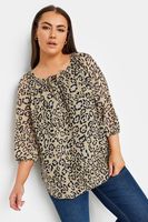 yours blusa beige leopardo con lazada mujer curvy y tallas grandes yours