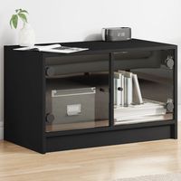 vidaxl mueble de tv con puertas de vidrio negro 68x37x42 cm