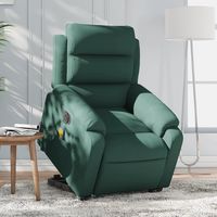 vidaxl sillon masaje reclinable elevable terciopelo verde oscuro