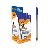 bic cristal ball point pen large 08mm line blue pack 50