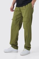 pantalon tall recto de sarga cargo sobretenido con bolsillo frontal verde