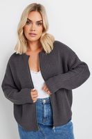 yours cardigan gris de punto con cremallera estilo bomber mujer curvy y tallas grandes yours