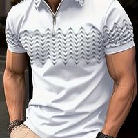 camisetas graficas con cremallera de manga corta y cuello de solapa tops y sueteres casuales geometricos de moda para hombres ropa de hombre para el verano