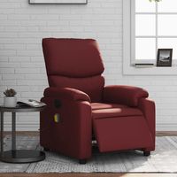 vidaxl sillon masaje reclinable electrico cuero sintetico rojo tinto