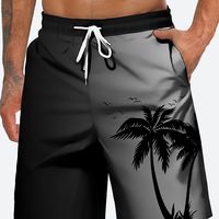 pantalones cortos degradados con estampado de arbol de coco para hombre con cordon y bolsillos ideales para las vacaciones de verano en la playa son de una sola capa y no tienen forro de malla