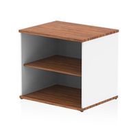 impulse 600mm deep desk high bookcase walnut and white