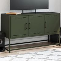 vidaxl mueble para tv de acero verde oliva 1005x39x605 cm