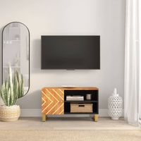 vidaxl mueble de tv madera de mango marron negro 80x315x46 cm