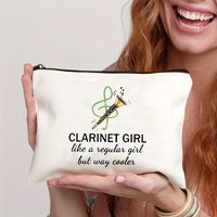 regalo para un clarinetista bolsa de cosmeticos con estampado de clarinete y carta bolsa de almacenamiento portatil con cremallera organizador de maquillaje de viaje tipo clutch