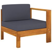 vidaxl sofa central con 1 reposabrazos madera acacia gris oscuro