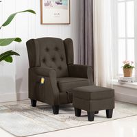 vidaxl sillon de masaje con reposapies tela marron