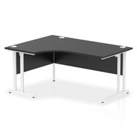 impulse 1600 rh crescent desk black top white cantilever leg