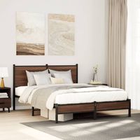 vidaxl estructura de cama sin colchon metal marron roble 140x200 cm