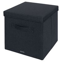 leitz fabric storage box with lid twinpack large grey 61450089