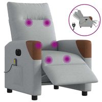 vidaxl sillon reclinable de masaje electrico tela gris claro