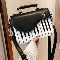 bolso de mano de notas musicales de piano y guitarra bolso de mano de cuero pu creativo bolso cruzado de moda para mujeres y ninas