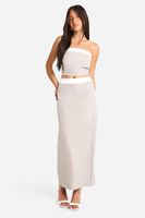 falda maxi efecto lino texturizada beige