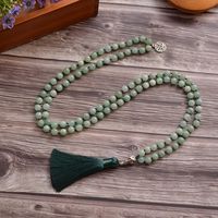 1pc 8mm jade de myanmar 108 mala collar anudado para hombres