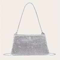 bolso de noche elegante con pedreria completa bolso de hombro con cadena de color solido perfecto para fiestas bodas y banquetes para carnaval