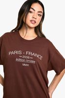 camiseta oversize con estampado paris france 2006 brown