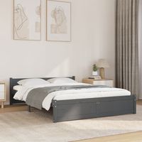 vidaxl estructura cama doble sin colchon madera maciza gris 135x190 cm