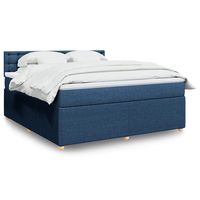 vidaxl cama box spring con colchon tela azul 180x200 cm