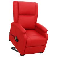 vidaxl sillon de masaje elevable cuero sintetico rojo