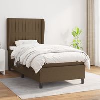 vidaxl cama box spring con colchon tela marron oscuro 90x190 cm