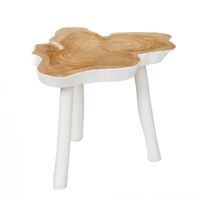 mesa auxiliar de madera de suar blanco natural