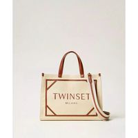 twin set bolso de mano borsa shopper in canvas con logo art 251tb7081 para mujer