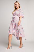 yours london vestido rosa floral con bajo asimetrico mujer curvy y tallas grandes yours london