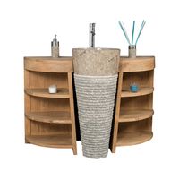 mueble para cuarto de bano de teca 120 cm  lavabo gris