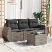 vidaxl set de sofas de jardin 4 pzas y cojines ratan sintetico gris