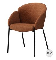 silla de tela terracota y metal negro x2