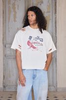 camiseta oversize recta premium destenida con estampado cream