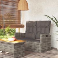 vidaxl banco jardin reclinable y cojines ratan sintetico gris 118 cm