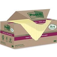 post-it super sticky recycle 76x76mm yellow pack of 18