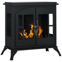 homcom chimenea de bioetanol con tanque de 09l 55x31x55cm negra