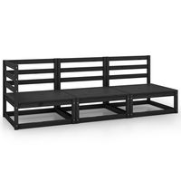 vidaxl juego de muebles de jardin 3 piezas negro madera maciza de pino