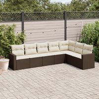 vidaxl juego de sofas de jardin 7 piezas con cojines ratan pe marron