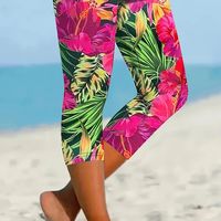 leggings ajustados tipo skinny con estampado floral tropical leggings de yoga elasticos y finos para vacaciones ropa de mujer