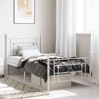 vidaxl estructura cama sin colchon con estribo metal blanco 100x190 cm