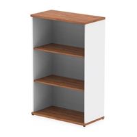 impulse 1200mm bookcase walnut and white