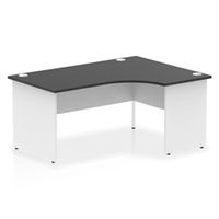 impulse 1600 rh crescent desk black top white panel end leg