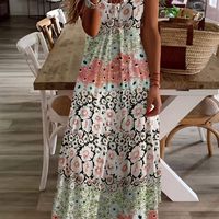 vestido largo con estampado floral cuello en v estilo vacacional manga corta para primavera y verano ropa de mujer