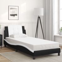 vidaxl estructura de cama con cabecero cuero sintetico negro y blanco